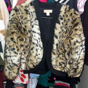 Michael Kors fuzzy cheetah jacket